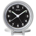 Seiko Silver-Tone Arabic Numeral Dial Travel Alarm Clock